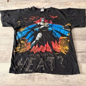 Vintage 1997 Batman “Can you take the heat” black t-shirt movie promo rare